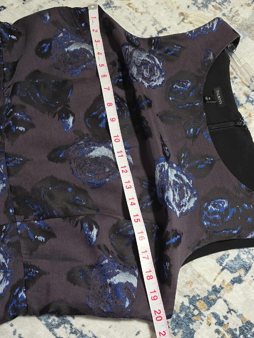 Talbots Black and Blue Floral Midi Dress - Picture 10 of 12